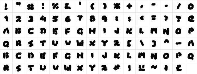 Boss Fight Regular  glyph index