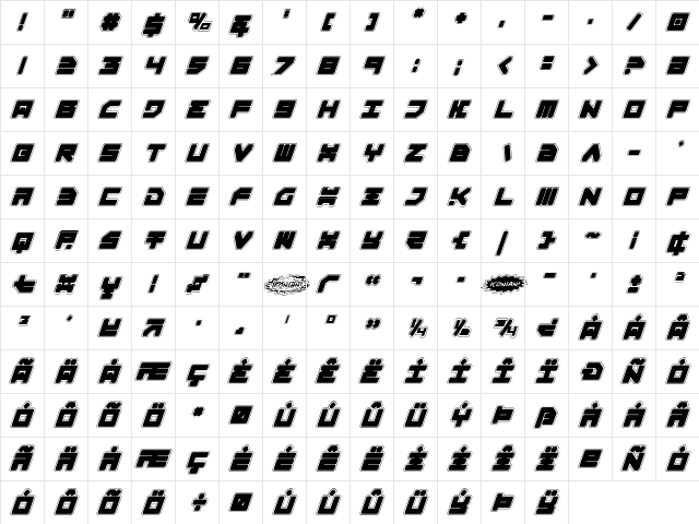 Omega-3 Pro Italic Italic  glyph index
