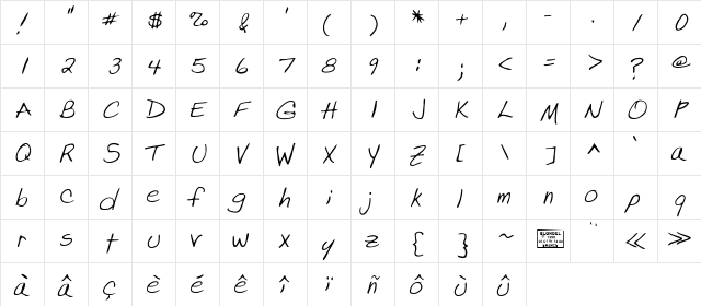 Brigitte Regular  glyph index