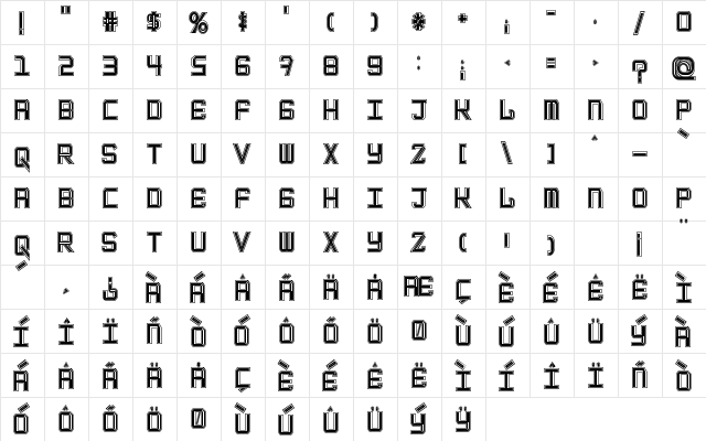 EpicenterTwoStroke Regular  glyph index