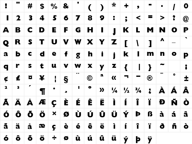 GimletBlackSSK Regular  glyph index