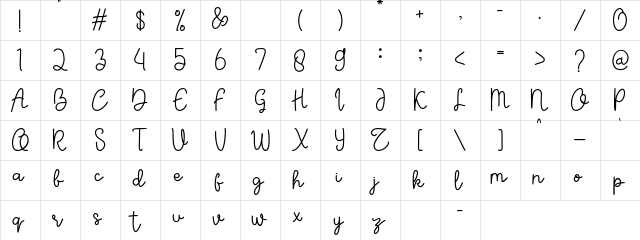 Sumiaty Regular  glyph index