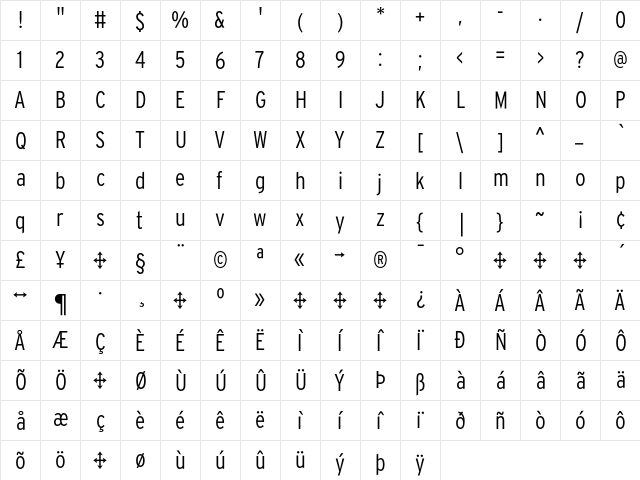 Interstate Light Cond  glyph index