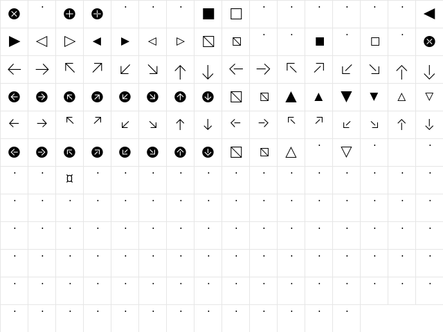Klavika Arrows Light  glyph index