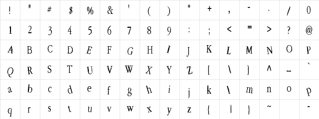 LB_Mischief Regular  glyph index