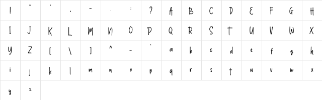 Thumbelina DEMO DEMO  glyph index