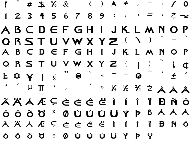 Star Down V1.1 Regular  glyph index