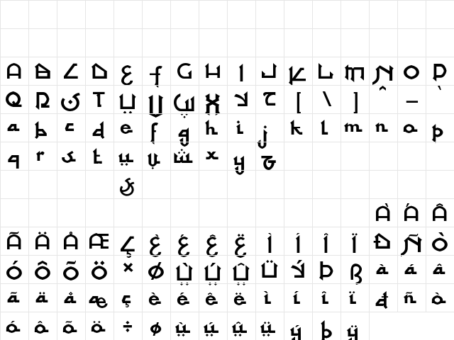at tupats Regular  glyph index