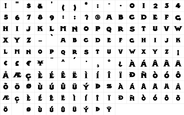 MidlandRailNF Regular  glyph index
