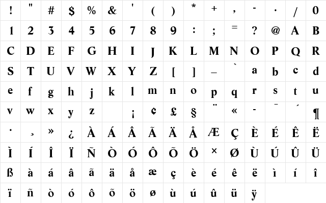 LifeTBolRo1 Regular  glyph index