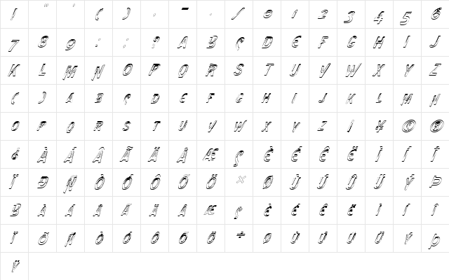 FZ UNIQUE 4 HOLLOW ITALIC Normal  glyph index