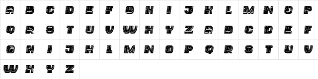 Trader Filled Italic  glyph index