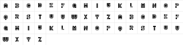 Rude Regular  glyph index