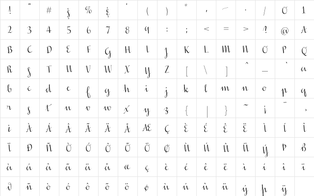 In Screaming Color Regular  glyph index