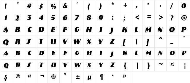 a_BremenCapsNr BoldItalic  glyph index