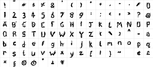 Jitter Regular  glyph index