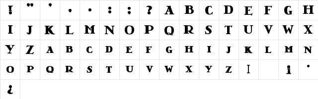 LT Nutshell Library Black Regular  glyph index