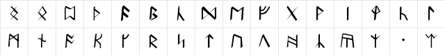 Britannian Runes Regular  glyph index