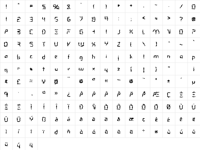 FZ WACKY 38 Normal  glyph index