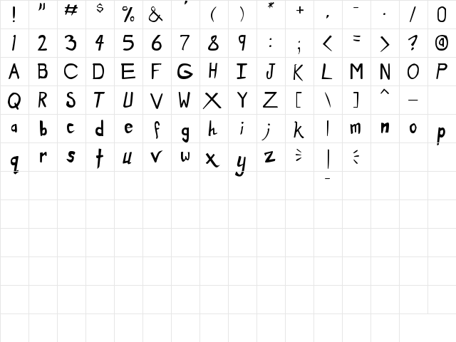 Dirty Duo Regular  glyph index