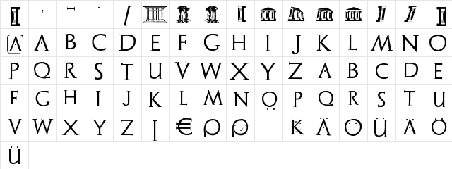 Archeologicaps Regular  glyph index
