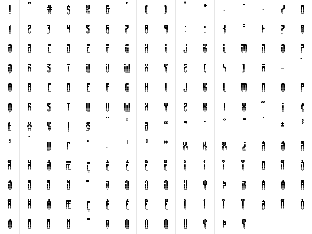 Fedyral II Halftone Regular  glyph index