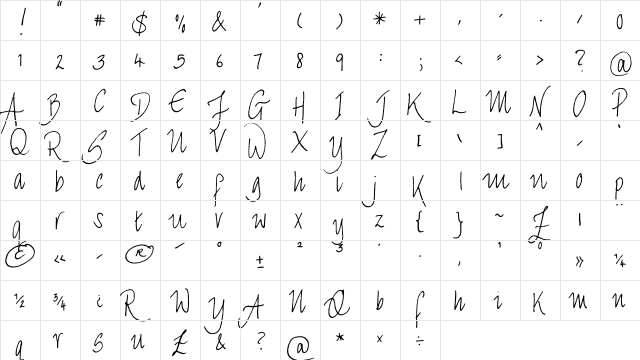 FG Gisela Regular  glyph index