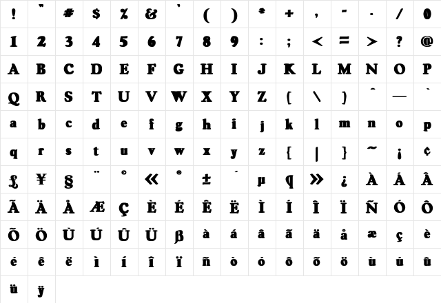 RSOswaldGrey bold Bold  glyph index
