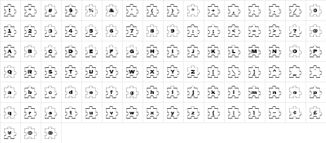 Failed Font 2 Jigsaw  glyph index
