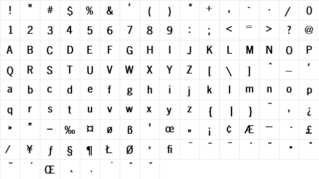 Ice'n-Gothic Bold Regular  glyph index