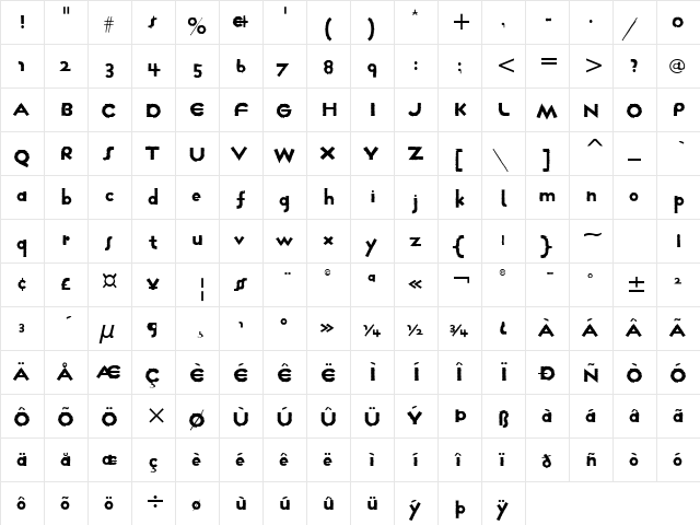 FarmhausITC Normal  glyph index