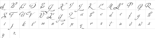 Ministry Script Stylistic HFF Regular  glyph index