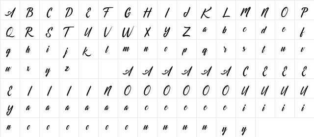 Dominick Regular  glyph index