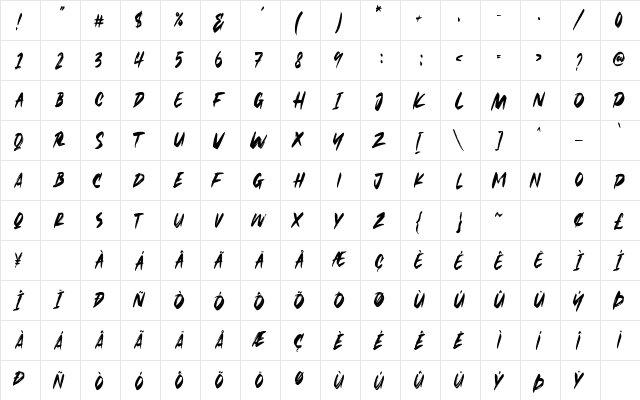 SERCEREZ Regular  glyph index