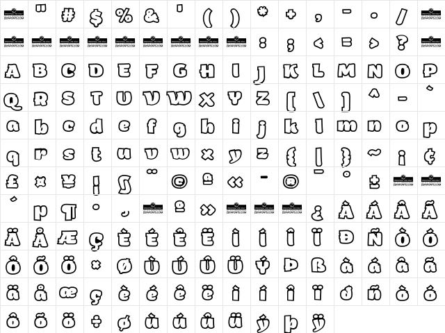 Arturo Trial Heavy Outline  glyph index