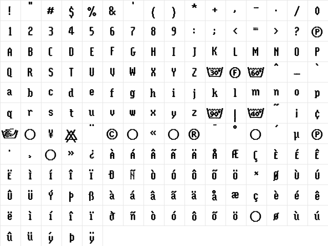 CoolWoolStoneWashedLL Regular  glyph index