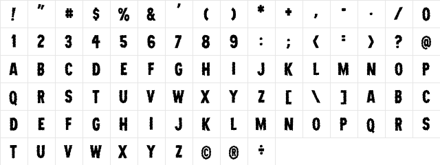 CCChills Medium  glyph index