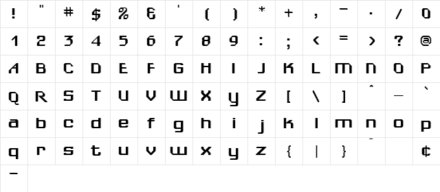 Sheila Regular  glyph index
