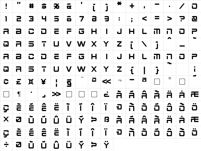2015 Cruiser Regular  glyph index
