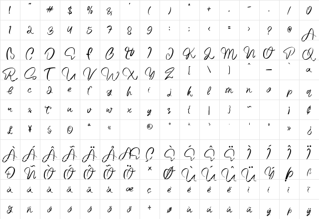 Queen Sea Regular  glyph index