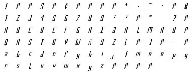 Salinas Motion Clerk 1  glyph index