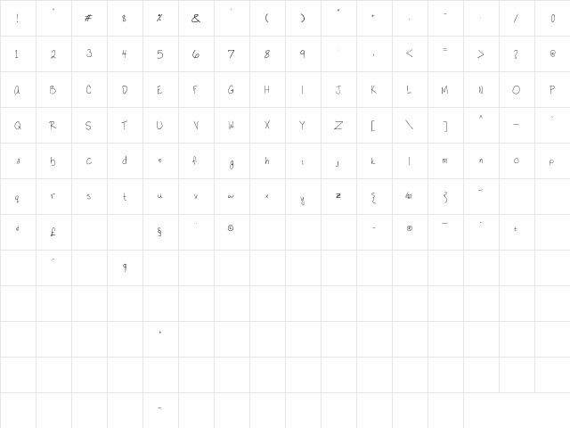 Love Moi Regular  glyph index