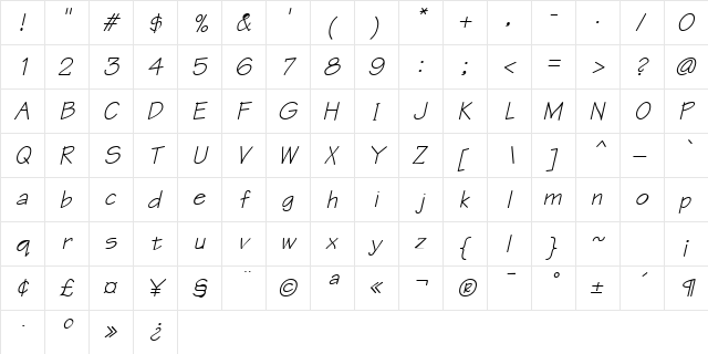 Archtype Bold-Oblique  glyph index