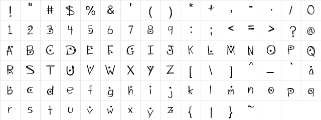 Starry Night Regular  glyph index
