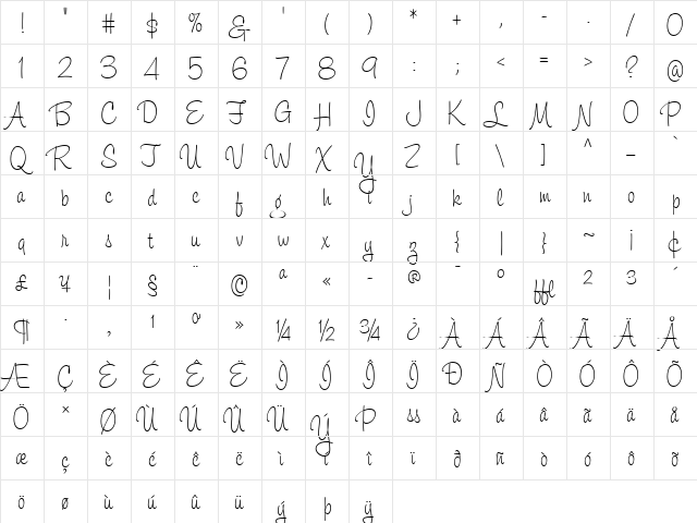 EdPS Regular  glyph index