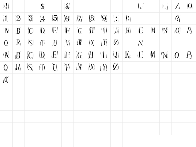 TicketCapitals Impressed  glyph index