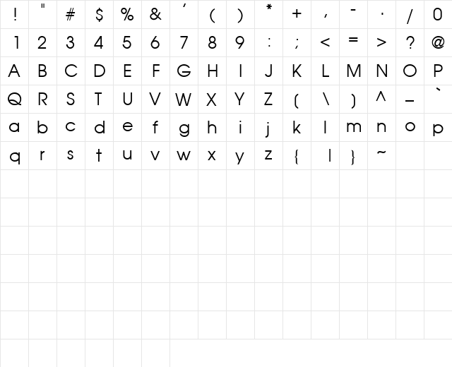 VANGUARD Normal  glyph index