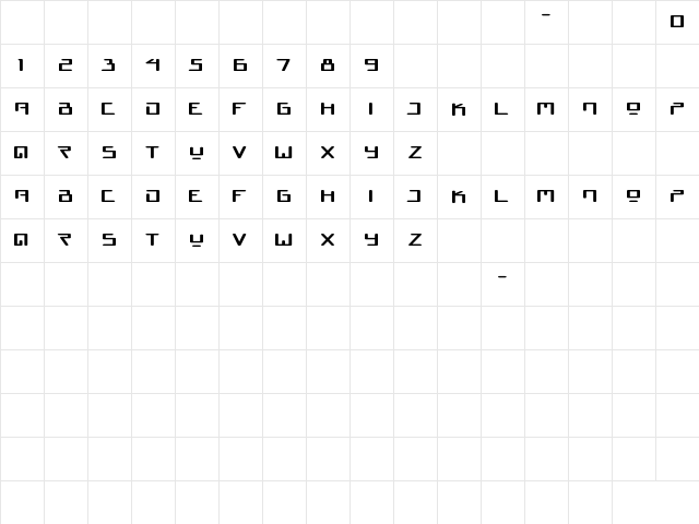 Juno Reactor Regular  glyph index