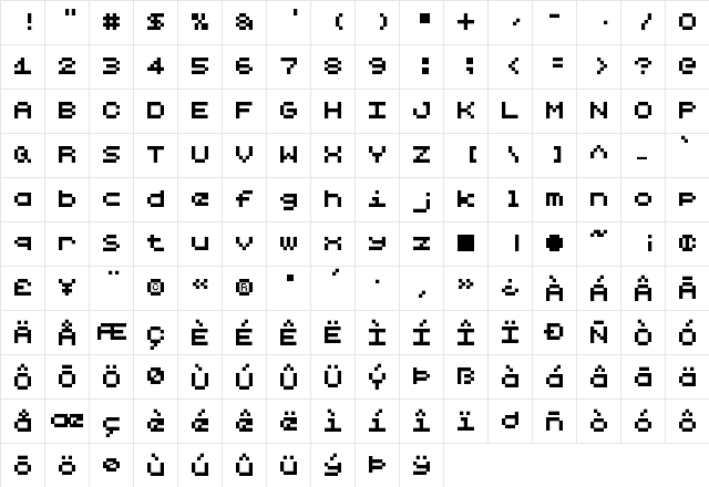 Lilliput Steps Regular  glyph index