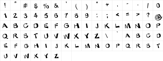 KaBlam! Regular  glyph index